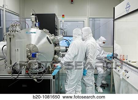 Stock Image - Milling sputter process, ion milling, clean room, CIC nanoGUNE, Nanoscience Cooperative Research Center, San Sebastian, Gipuzkoa, Euskadi, Spain. Fotosearch
