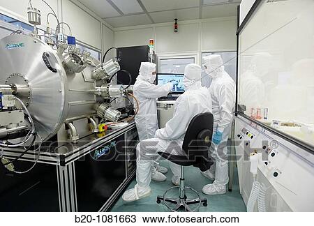 Stock Image - Milling sputter process, ion milling, clean room, CIC nanoGUNE, Nanoscience Cooperative Research Center, San Sebastian, Gipuzkoa, Euskadi, Spain. Fotosearch