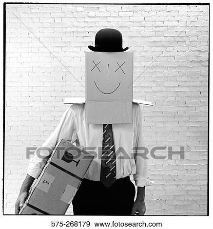 Mime with a present View Large Photo Image Stock Photo - Mime with a present. Fotosearch