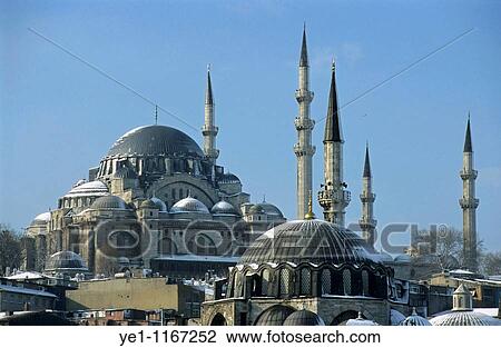 Minarets and dome roof of the Suleymaniye Mosque, an Ottoman imperial mosque in Istanbul, Turkey. View Large Photo Image Stock Image - Minarets and dome roof of the Suleymaniye Mosque, an Ottoman imperial mosque in Istanbul, Turkey.. Fotosearch