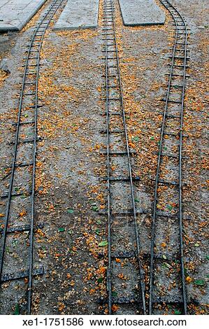 Stock Photograph - miniature train tracks, Vilanova i la Geltru, Catalonia, Spain. Fotosearch
