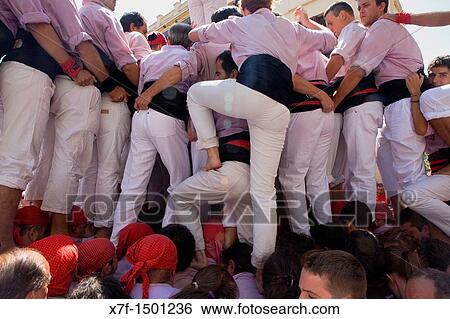 Minyons de Terrassa? Castellers? building human tower, a Catalan tradition Vilafranca del Pened's Barcelona province, Spain View Large Photo Image Stock Photograph - Minyons de Terrassa? Castellers? building human tower, a Catalan tradition Vilafranca del Pened's Barcelona province, Spain. Fotosearch