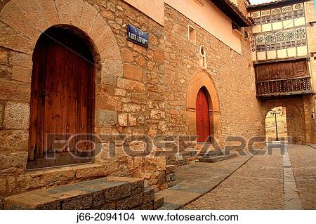 Mirambell street with portal Nuns the bottom. Teruel. View Large Photo Image Picture - Mirambell street with portal Nuns the bottom. Teruel.. Fotosearch