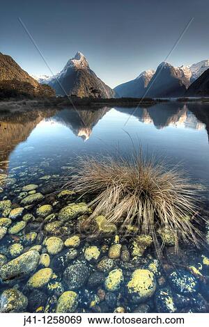 Mitre peak, winter sunrise, Milford Sound, Fiordland National Park. View Large Photo Image Stock Photo - Mitre peak, winter sunrise, Milford Sound, Fiordland National Park.. Fotosearch