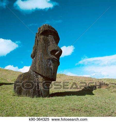 Stock Photography - Moai at Rano Raraku volcano, Easter Island (Rapa Nui), Chile. Fotosearch