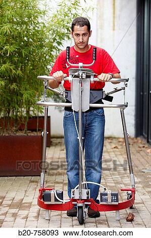 Stock Image - Mobile walking device developed by Health and Quality of life Unit, FIK technology research program for aged and disabled people. Fatronik-Tecnalia, Research and Technology Center, Donostia, Basque Country, Spain. Fotosearch