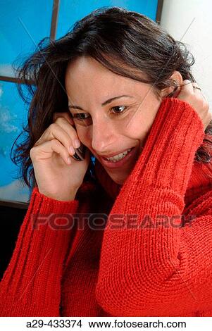 Picture - Mobile woman.. Fotosearch