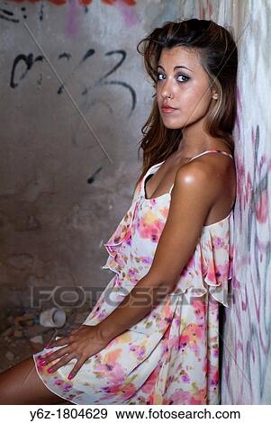 Model posing in rubble of an abandoned house, Valencia, Comunidad Valenciana, Spain, Europe View Large Photo Image Stock Photo - Model posing in rubble of an abandoned house, Valencia, Comunidad Valenciana, Spain, Europe. Fotosearch