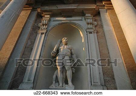 Stock Image - Modena (Italy), statue at the entrance of Palazzo Ducale. Fotosearch