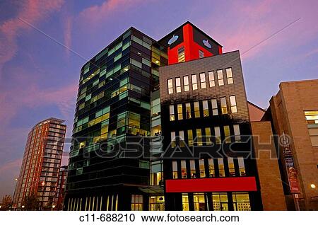 modern office block at lowry centre night dusk evening salford quays manchester england uk europe View Large Photo Image Stock Image - modern office block at lowry centre night dusk evening salford quays manchester england uk europe. Fotosearch