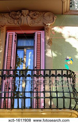 Modernism balcony, Gracia Quarter, Barcelona, Catalonia, Spain View Large Photo Image Stock Photo - Modernism balcony, Gracia Quarter, Barcelona, Catalonia, Spain. Fotosearch