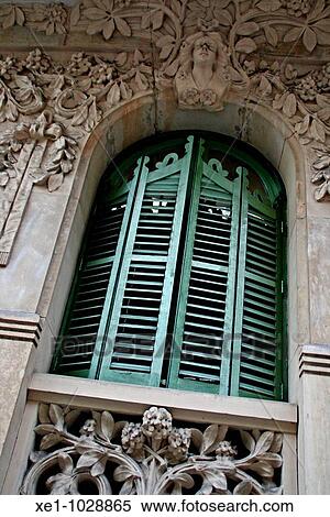 Modernist windows from a building in Roger de Lluria street, Barcelona, Catalonia, Spain. View Large Photo Image Stock Photography - Modernist windows from a building in Roger de Lluria street, Barcelona, Catalonia, Spain.. Fotosearch