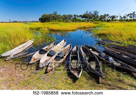 Mokoro (typical canoe), Okavango Delta, Botswana, Africa. View Large Photo Image Stock Photo - Mokoro (typical canoe), Okavango Delta, Botswana, Africa.. Fotosearch