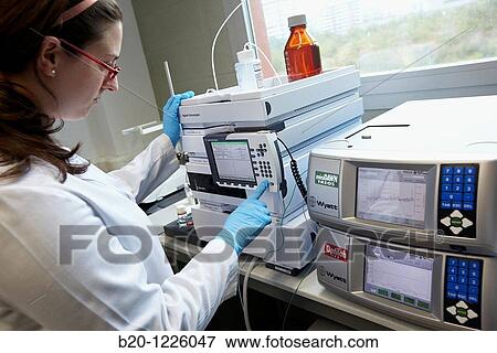 Stock Photo - Molecular weight characterization equipment, GPC, HPLC, Polymer Laboratory, Materials Physics Center. Fotosearch