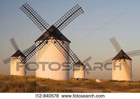 Stock Photo - Molinos de viento Campo de Criptana, provincia de Ciudad Real, Castilla la Mancha, Spain Ruta de Don Quijote. Fotosearch