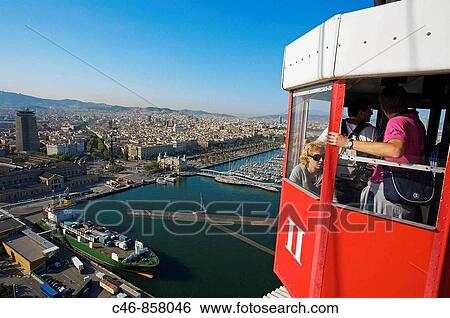 Stock Photograph - Moll d Espanya. Rambla de Mar and Port Authority building. Maremagnum. Barcelona. Catalonia. Spain.. Fotosearch