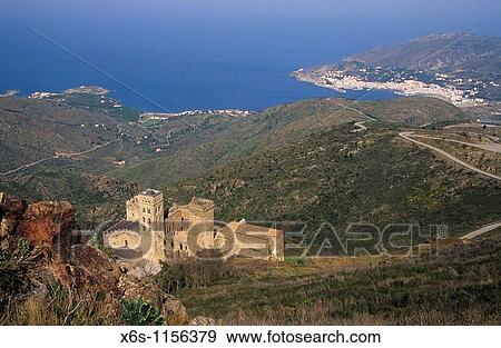 Stock Photo - Monastery of Sant Pere de Rodes, Cabo de Creus, Natural Park of Cap de Creus, Alt Empord?, Girona, Spain. Fotosearch