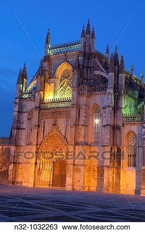 Monastery of Santa Maria da Vitoria. Batalha Monastery at Dusk. UNESCO. World Heritage. Batalha. Leiria district. Estremadura. Portugal. View Large Photo Image Stock Image - Monastery of Santa Maria da Vitoria. Batalha Monastery at Dusk. UNESCO. World Heritage. Batalha. Leiria district. Estremadura. Portugal.. Fotosearch