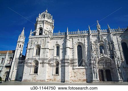 Stock Image - Monastery of St Jeronimo Hieronymite Monastery, in Belem, Lisbon city Portugal. Fotosearch