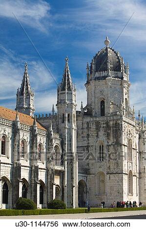 Stock Photograph - Monastery of St Jeronimo Hieronymite Monastery, in Belem, Lisbon city Portugal. Fotosearch