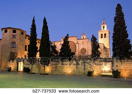 Stock Image - Monastery, Sant Cugat del Valles. Barcelona province, Catalonia, Spain. Fotosearch