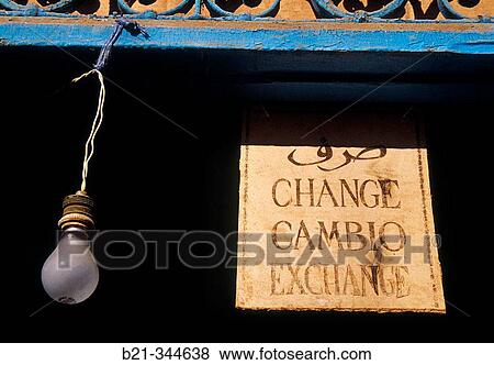 Money exchange sign. Morocco View Large Photo Image Stock Photo - Money exchange sign. Morocco. Fotosearch