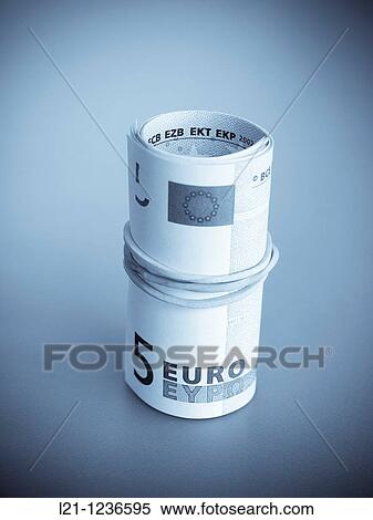 Money. Five euros bills wrapped with a rubber band. View Large Photo Image Stock Photography - Money. Five euros bills wrapped with a rubber band.. Fotosearch