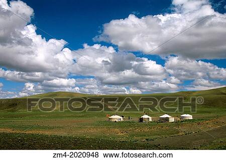 MONGOLIA, GOBI DESERT, NEAR DALANZADGAD, GRASSLANDS (STEPPES), GERS (YURTS). View Large Photo Image Stock Photo - MONGOLIA, GOBI DESERT, NEAR DALANZADGAD, GRASSLANDS (STEPPES), GERS (YURTS).. Fotosearch