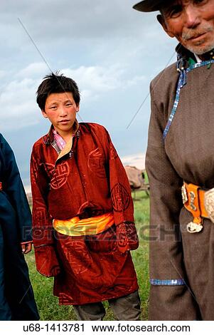 Mongolia, Hentii district, homeland of Genghis Khan, nomadic family installed around Binder View Large Photo Image Stock Image - Mongolia, Hentii district, homeland of Genghis Khan, nomadic family installed around Binder. Fotosearch