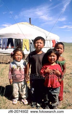 Mongolian Children by Ger in the Nomadic Country of Mongolia. View Large Photo Image Stock Image - Mongolian Children by Ger in the Nomadic Country of Mongolia.. Fotosearch