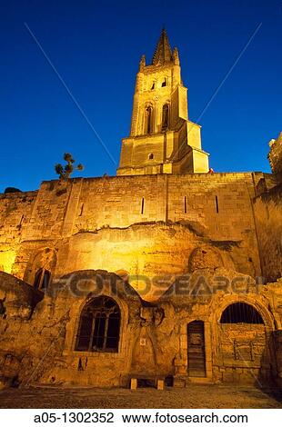 Monilithic church St Emilion Dordogne Valley. Bordeaux, Aquitaine, France. View Large Photo Image Stock Image - Monilithic church St Emilion Dordogne Valley. Bordeaux, Aquitaine, France.. Fotosearch