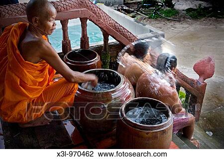 Stock Image - Monk Temple of Angkor wat, Cambodia. Fotosearch