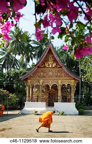 Monks at Wat Paa Phai. Luang Prabang. Laos. View Large Photo Image Stock Photo - Monks at Wat Paa Phai. Luang Prabang. Laos.. Fotosearch