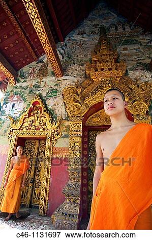 Monks at Wat Paa Phai. Luang Prabang. Laos. View Large Photo Image Stock Photo - Monks at Wat Paa Phai. Luang Prabang. Laos.. Fotosearch