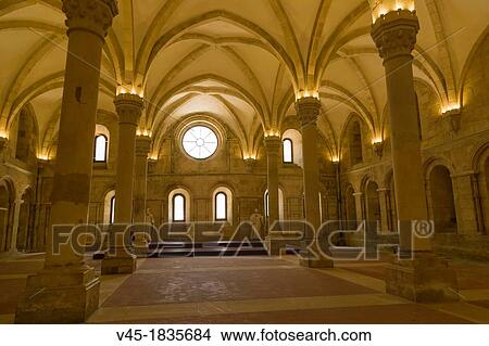 Monk's Hall, Interior of Mosteiro de Santa Maria de Alcobaca, Alcobaca Monastery, Alcobaca, Oeste, Leiria District, Portugal. View Large Photo Image Picture - Monk's Hall, Interior of Mosteiro de Santa Maria de Alcobaca, Alcobaca Monastery, Alcobaca, Oeste, Leiria District, Portugal.. Fotosearch