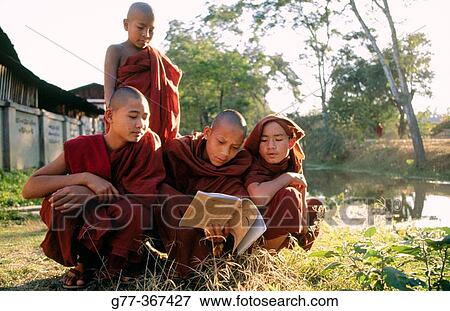 Monks in monastery at Nyaungshwe. Inle Lake. Shan State. Myanmar. View Large Photo Image Stock Photo - Monks in monastery at Nyaungshwe. Inle Lake. Shan State. Myanmar.. Fotosearch