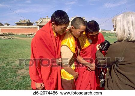 Monks View Picture with Tourist at Erdene Zuu Monastery 1586 in Mongolia. View Large Photo Image Stock Photograph - Monks View Picture with Tourist at Erdene Zuu Monastery 1586 in Mongolia.. Fotosearch