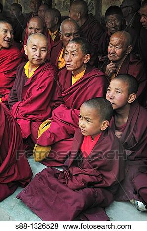 Monks watching Chaam Musk Dancing at Hemis Gompa. Jammu and Kashmir, India View Large Photo Image Stock Photo - Monks watching Chaam Musk Dancing at Hemis Gompa. Jammu and Kashmir, India. Fotosearch