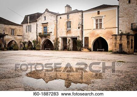 Monpazier, labelled Les Plus Beaux Villages de France The Most Beautiful Villages of France, Place des Cornieres in the Bastide Medieval fortified village, Perigord Pourpre, Dordogne, France View Large Photo Image Stock Image - Monpazier, labelled Les Plus Beaux Villages de France The Most Beautiful Villages of France, Place des Cornieres in the Bastide Medieval fortified village, Perigord Pourpre, Dordogne, France. Fotosearch