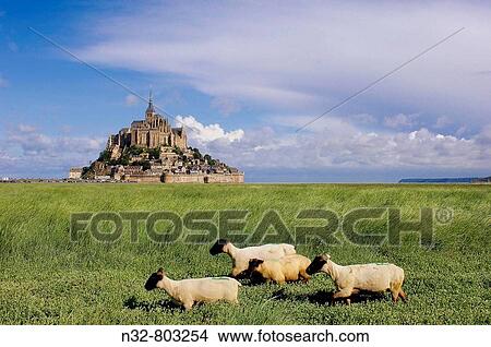 Picture - Mont-Saint-Michel Benedictine abbey Normandy France. Fotosearch