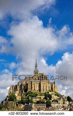 Stock Image - Mont-Saint-Michel Benedictine abbey Normandy France. Fotosearch