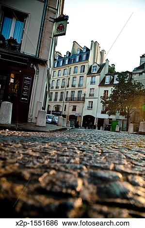 Stock Photograph - Montagne St Genevieve, the street where the actor of? Midnight in Paris? Woody Allen each night go, Paris, France. Fotosearch