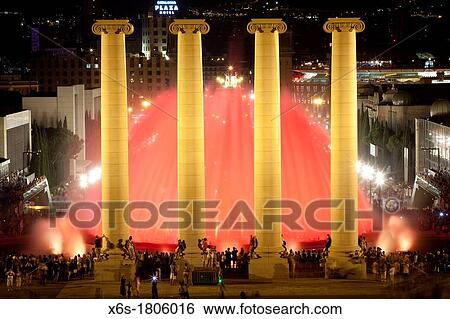 Stock Photograph - Montjuic fountain - Font M? gica de Montjuic -, Barcelona, Spain. Fotosearch