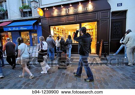 Montmartre area. Norvins street. Paris, France. View Large Photo Image Stock Image - Montmartre area. Norvins street. Paris, France.. Fotosearch