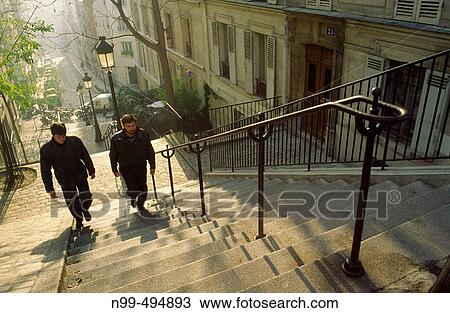 Montmartre, stairs, Paris. France View Large Photo Image Stock Image - Montmartre, stairs, Paris. France. Fotosearch