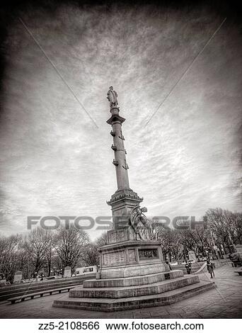 monument of Christopher columbus in the clouds. View Large Photo Image Stock Photograph - monument of Christopher columbus in the clouds.. Fotosearch