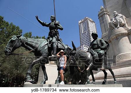Monument of Don Quixote and Sancho Panza in the Square Spain, Madrid, Spain, Europe View Large Photo Image Picture - Monument of Don Quixote and Sancho Panza in the Square Spain, Madrid, Spain, Europe. Fotosearch