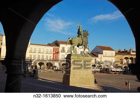 Monument to Francisco Pizarro on Plaza Mayor (main square), Trujillo, Caceres province, Extremadura, Spain, Europe View Large Photo Image Stock Image - Monument to Francisco Pizarro on Plaza Mayor (main square), Trujillo, Caceres province, Extremadura, Spain, Europe. Fotosearch