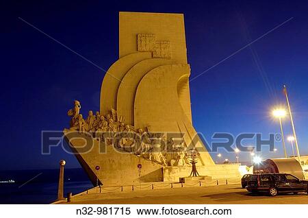 Monument to the Discoveries at dusk, Belem, Lisbon, Portugal View Large Photo Image Stock Photography - Monument to the Discoveries at dusk, Belem, Lisbon, Portugal. Fotosearch