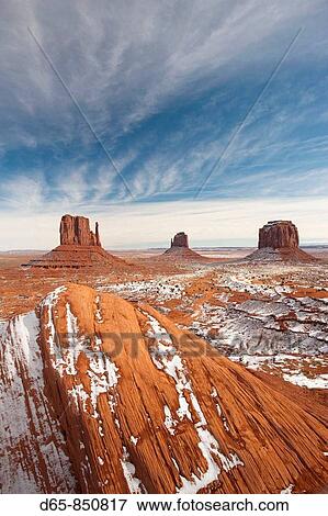 Stock Photo - Monument Valley in the snow, Monument Valley Navajo Tribal Park, Arizona, USA. Fotosearch